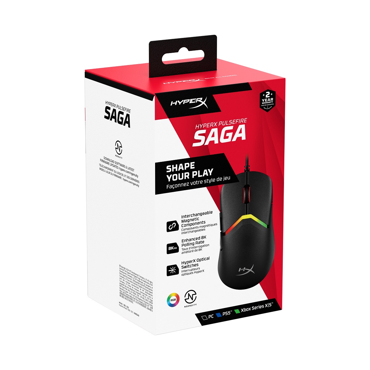 HP HyperX Pulsefire Saga Černá (A2PB3AA)
