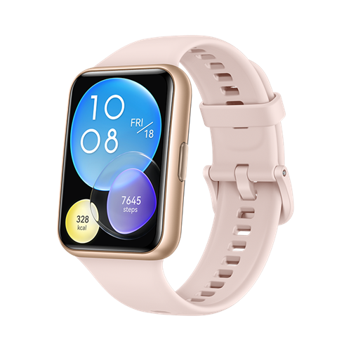 Huawei Watch Fit 2 Active Gold + Sakura Pink Silicone Strap