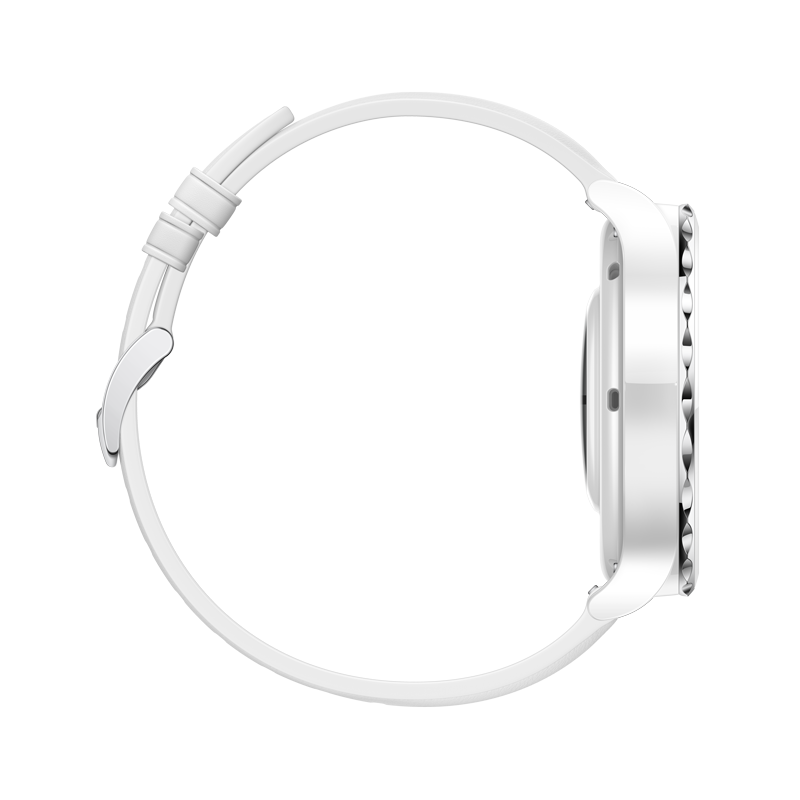 Huawei Watch GT3 Pro 43 mm, strieborný rámček, biele keramické puzdro, biely kožený remienok