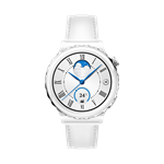 Huawei Watch GT3 Pro 43 mm, strieborný rámček, biele keramické puzdro, biely kožený remienok