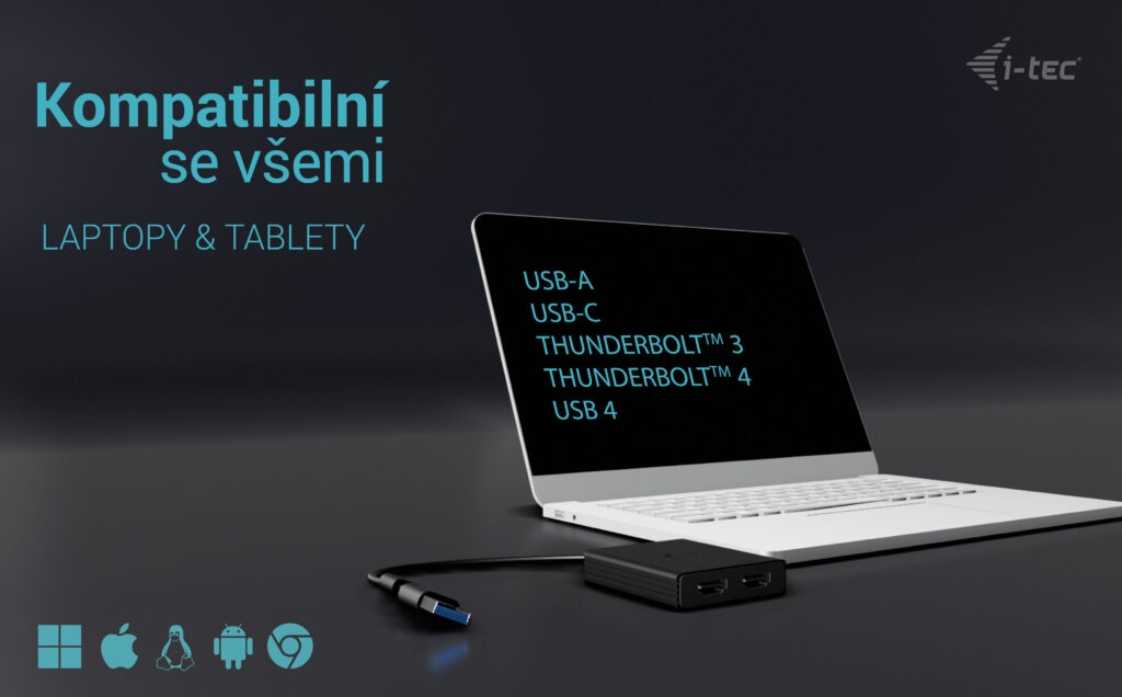 i-tec USB-A/USB-C Dual 4K HDMI Video Adapter
