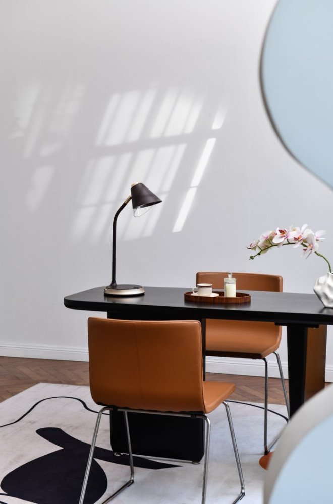 IMMAX LED stolová lampa FINCH hnedá + zlaté prvky