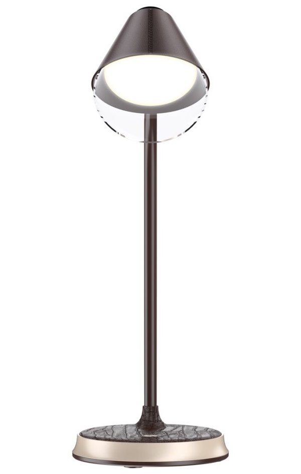 IMMAX LED stolová lampa FINCH hnedá + zlaté prvky