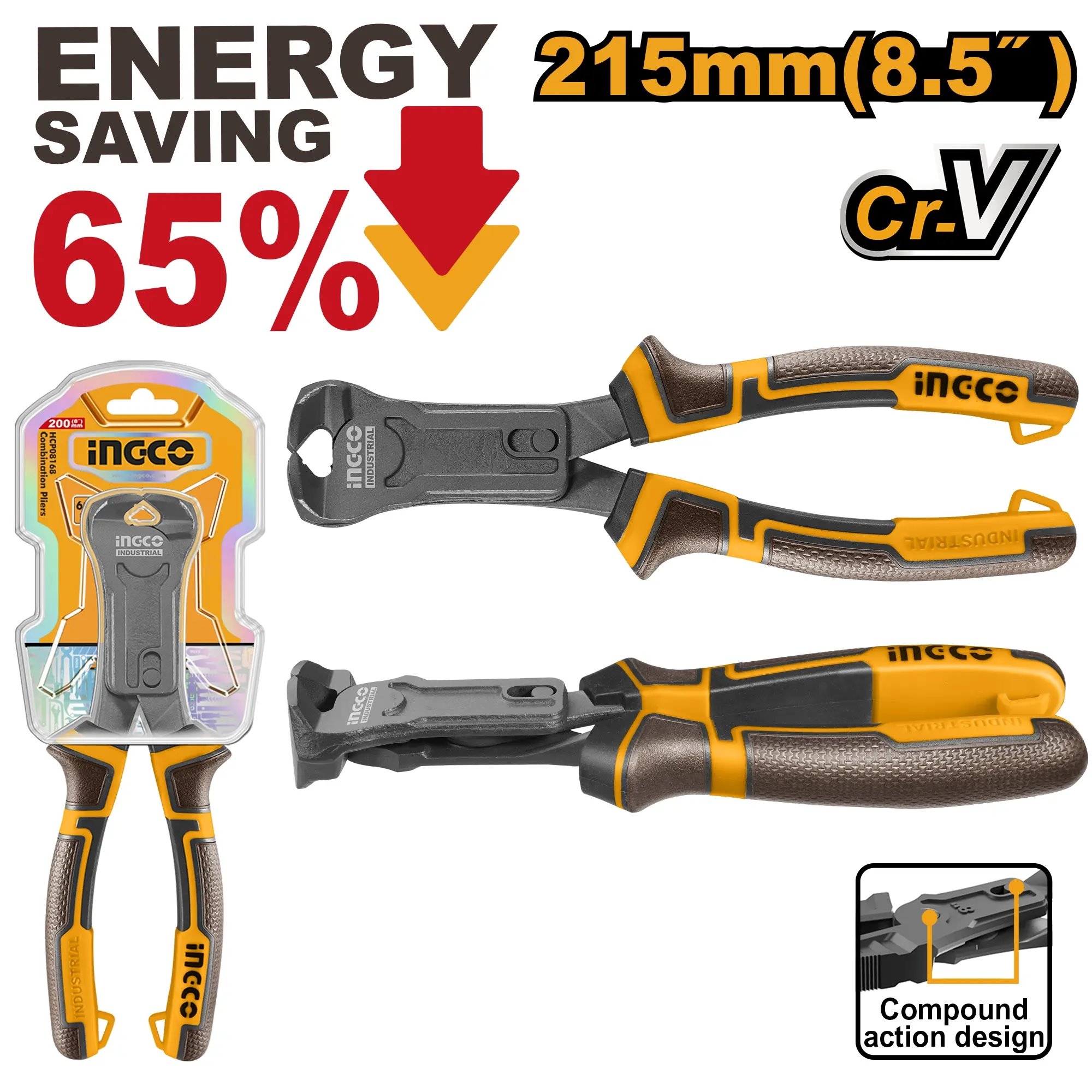 Ingco HCECP58200 Kleště štípací čelní, 8,5"/215mm, CrV