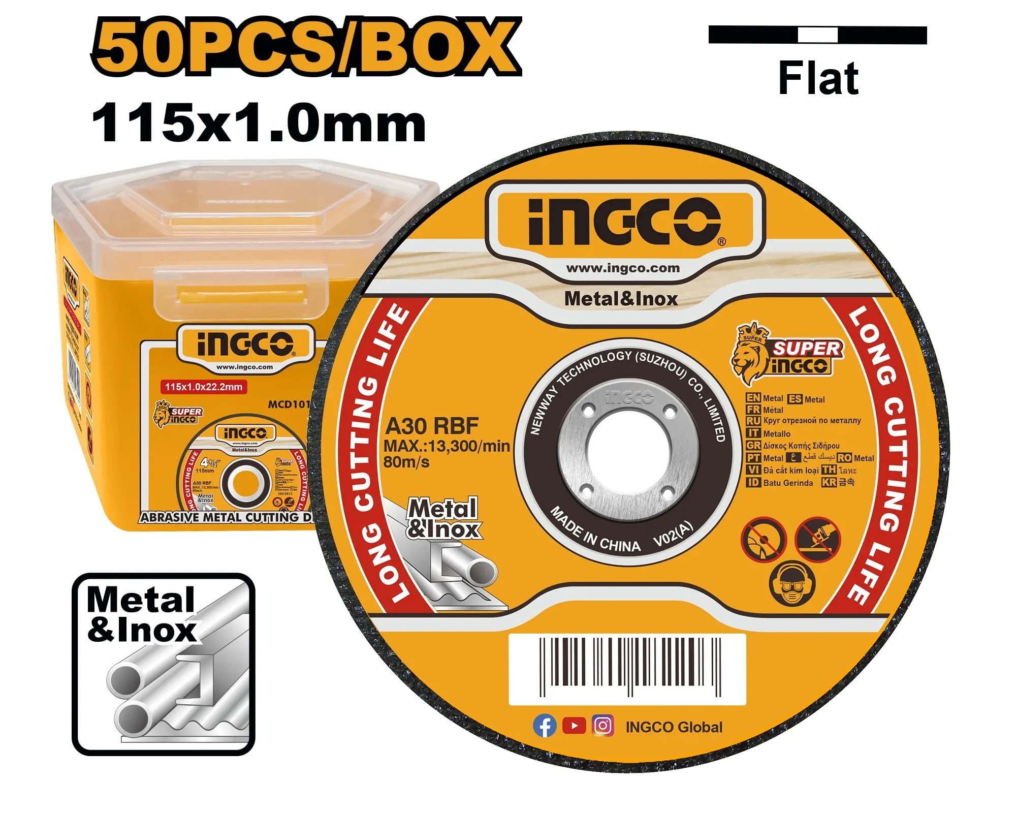 Ingco kotouč řezný na kov 115 x 1 mm, sada 50 ks
