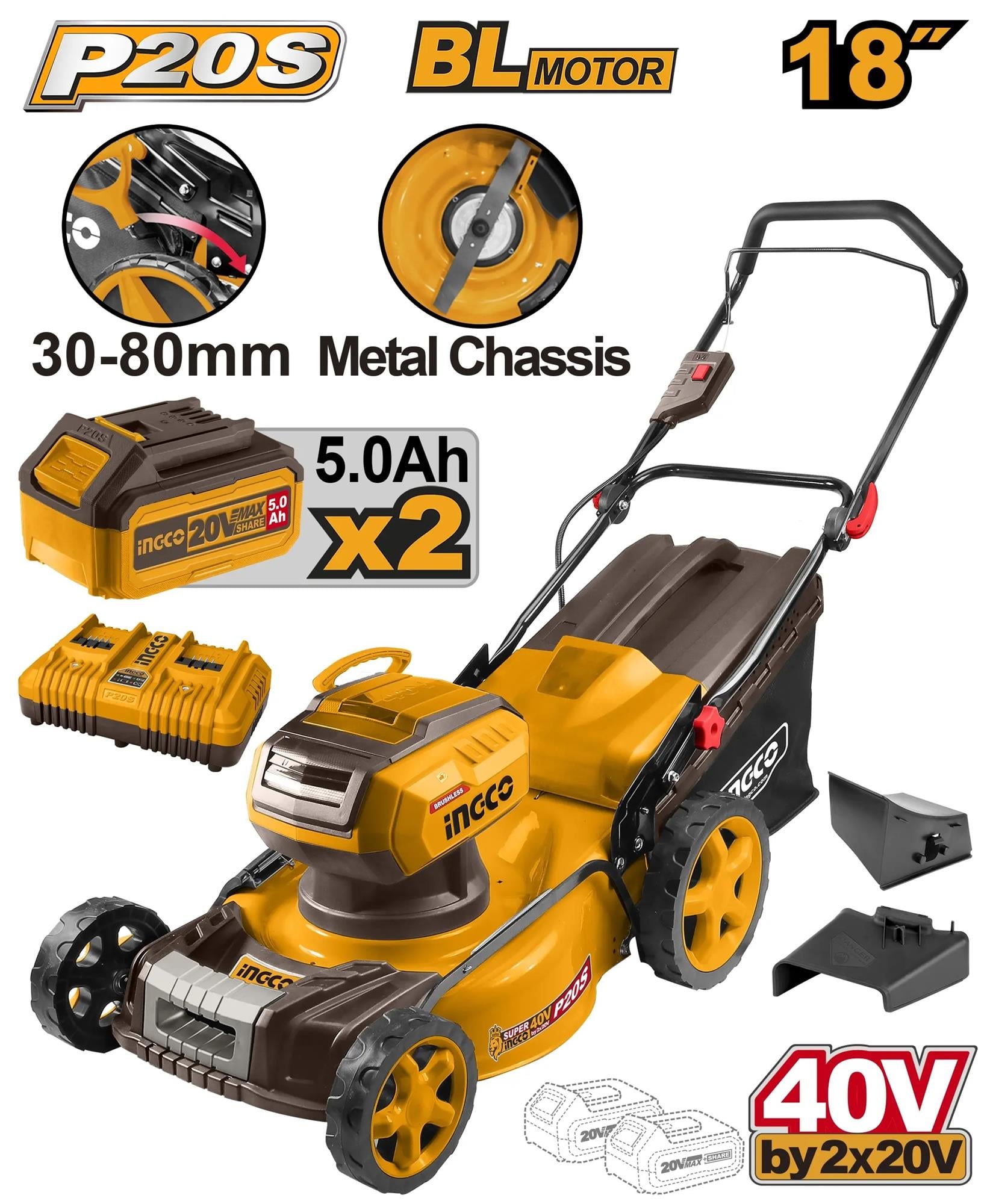 Ingco LMLI20186 AKU sekačka vč. 2ks baterie a nabíječky