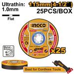 Ingco MCD11011525 Kotouč řezný kov 115 x 1,2 x 22,2 mm, sada 25ks