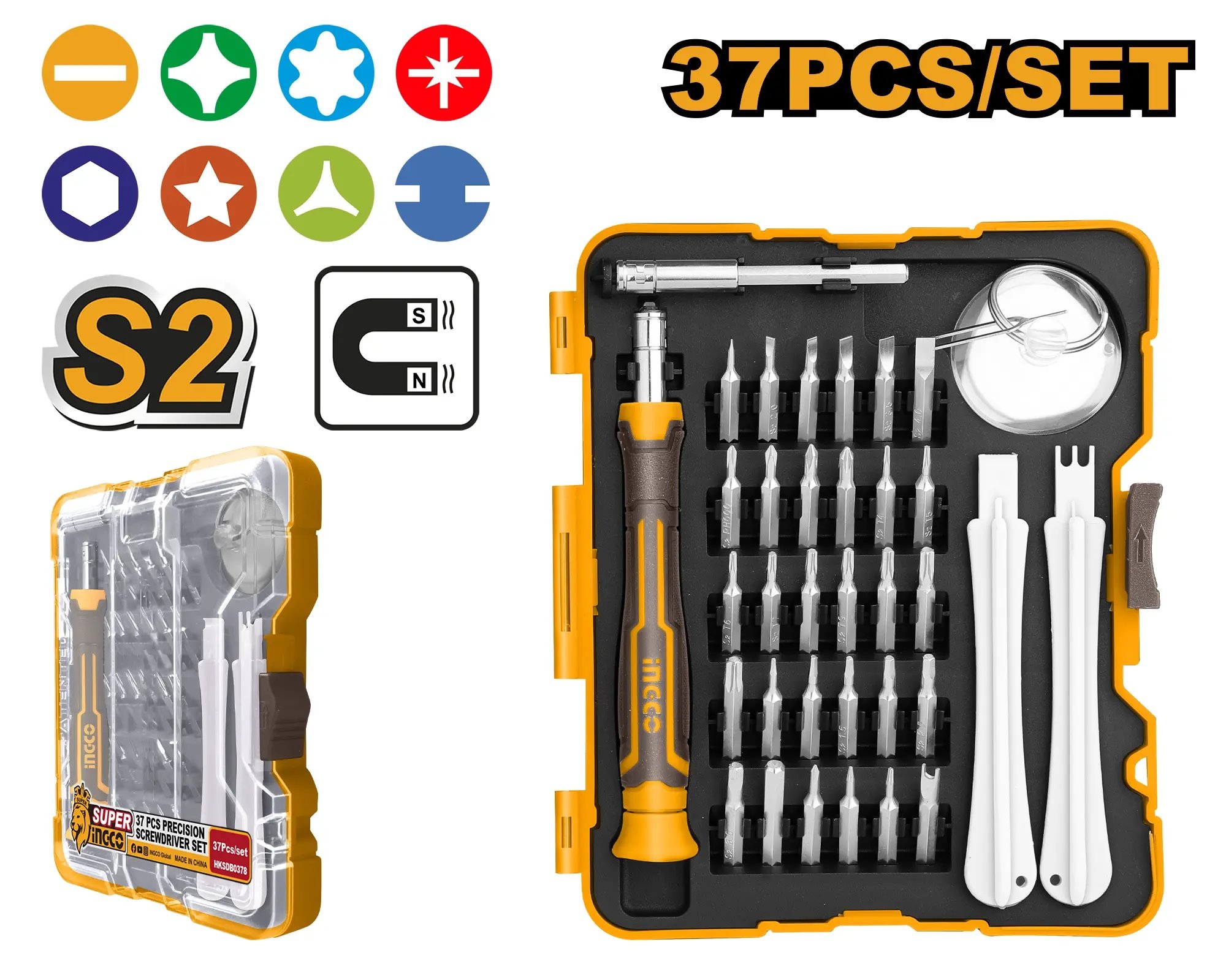 Ingco Šroubovák ráčna + bity sada 32ks S2