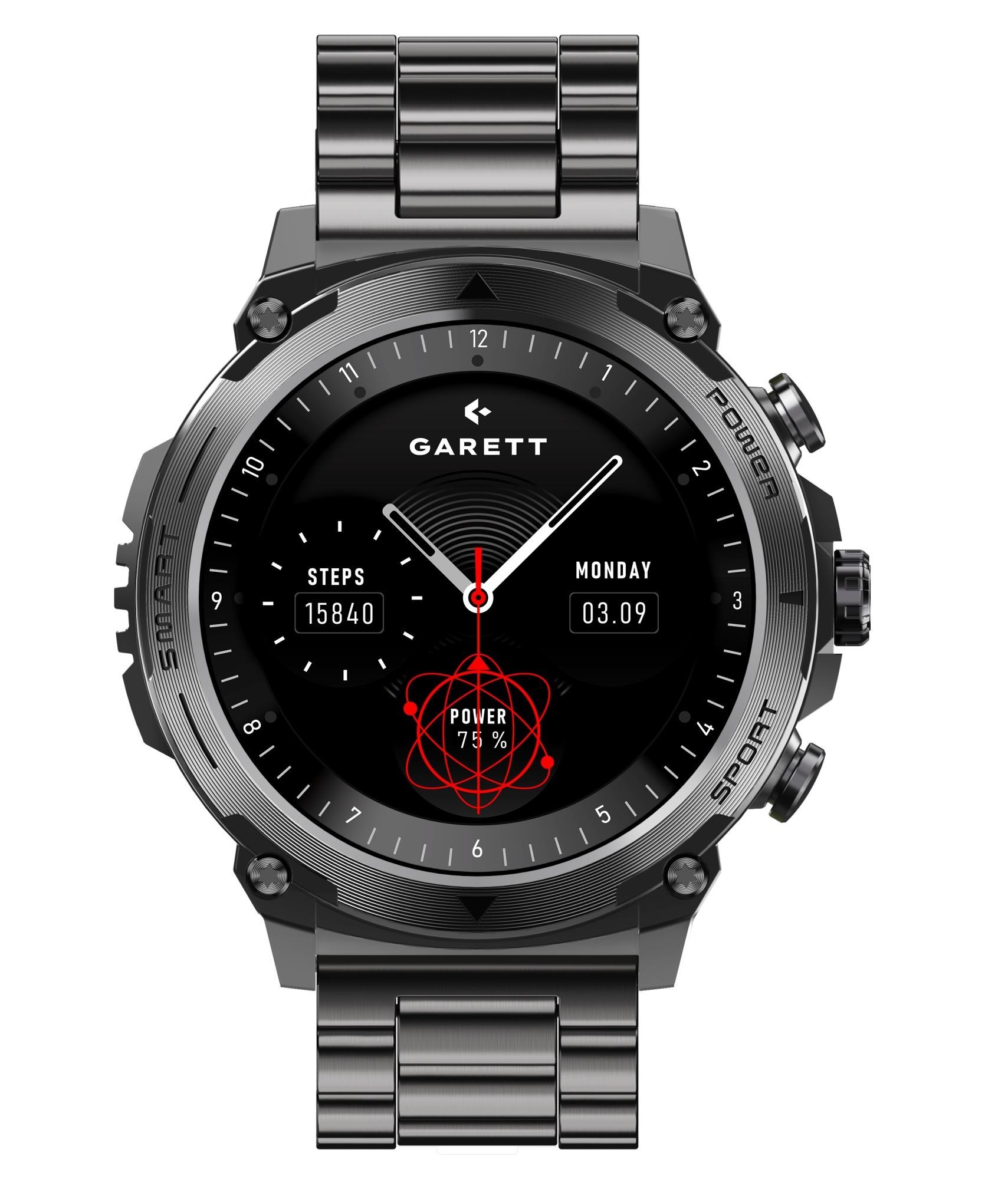 Inteligentné hodinky Garett Atom Black Steel
