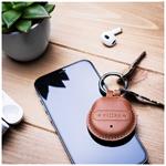 Inteligentný tracker FIXED Sense s hnedým koženým puzdrom a karabínou