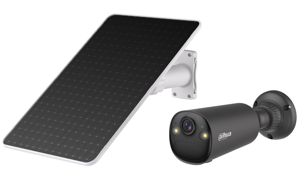 IP kamera DAHUA KIT/BF4CA-0210B/ typu bullet/ Wi-Fi/ 4 Mpix/ objektív 2,1 mm/ H.265/ stupeň krytia IP66/ IR do 20 m + 8 W solárny panel (čierny)