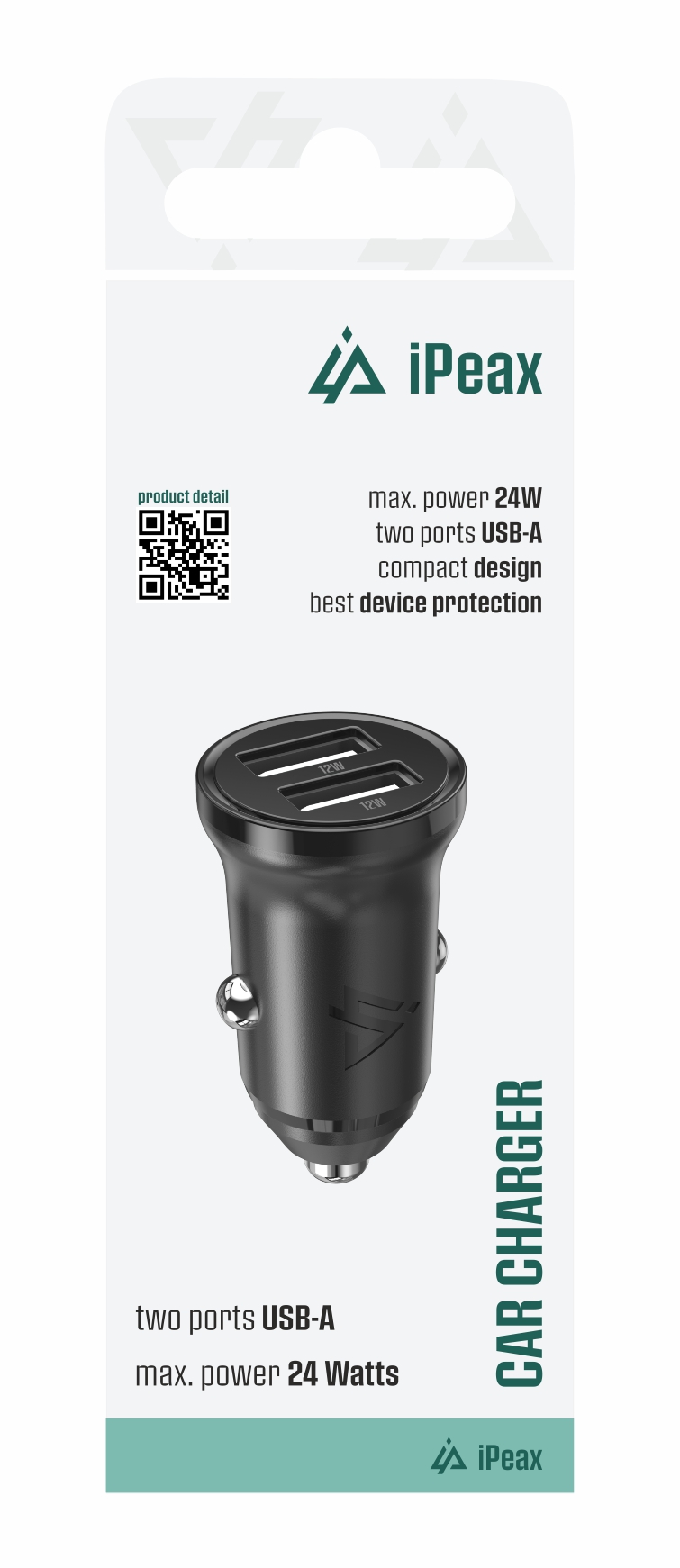 iPEAX autonabíječka CL-02, 4,8 A, 2× USB-A, černá
