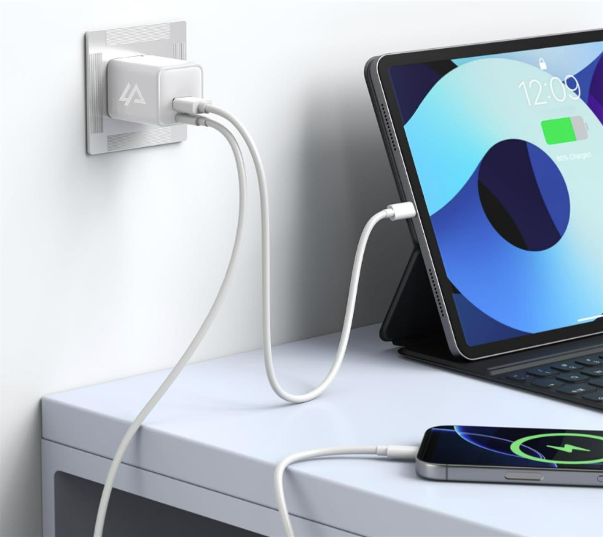 iPEAX GaN SÍŤOVÁ NABÍJEČKA 35W (USB-C + USB-A) BÍLÁ