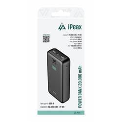iPEAX powerbanka 20 000 mAh, 10,5 W, 2× USB-A, černá