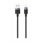 iPEAX TEXTILNÍ KABEL USB-A / LIGHTNING 1M, USB 2.0 ČERNÝ