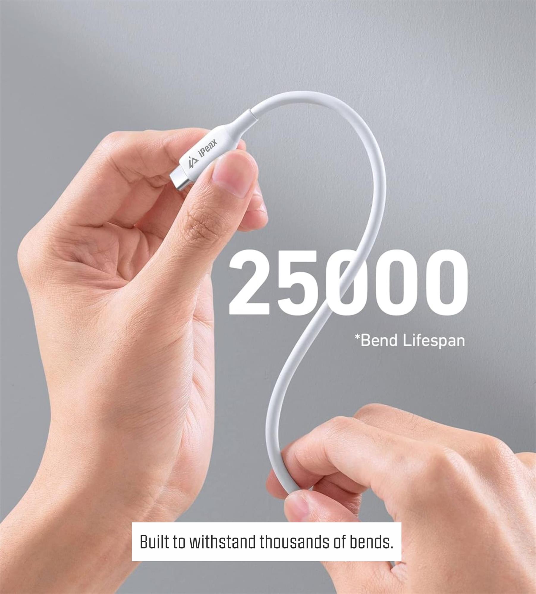 iPEAX TPU kabel USB-C / USB-C 1,5 m, USB 2.0, bílý