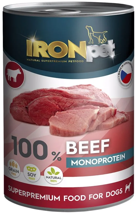 IRONpet Dog Beef (Hovězí) 100 % Monoprotein, konzerva 400 g