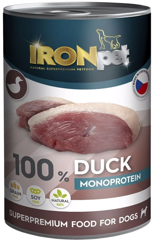 IRONpet Dog Duck (Kachna) 100 % Monoprotein, konzerva 400 g