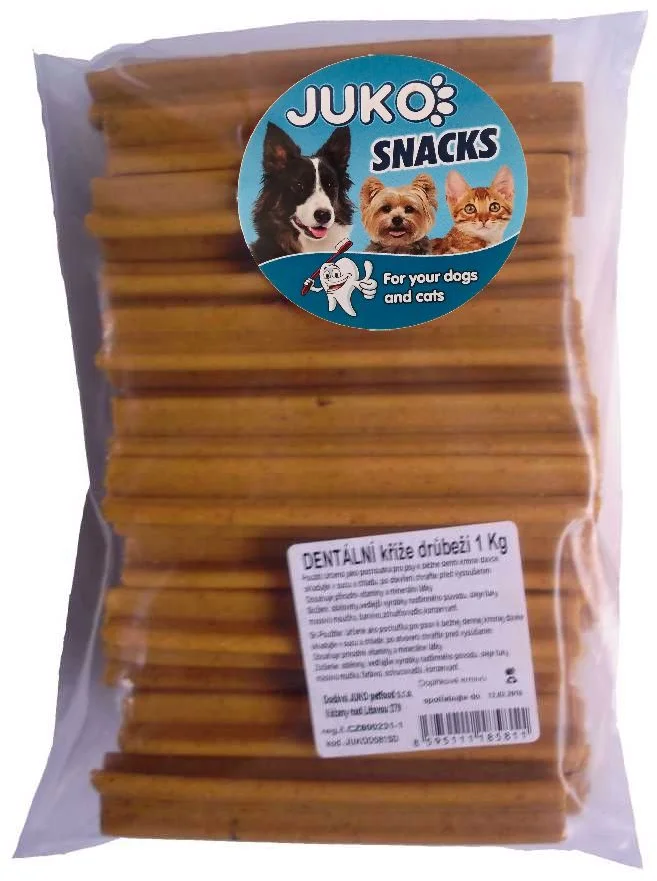 JUKO Snacks Dentální kříž Drůbeží 1 kg (cca 45 ks)