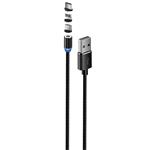 Kábel ColorWay 3v1 USB - Lightning, microUSB a USB-C 1 m, magnetický