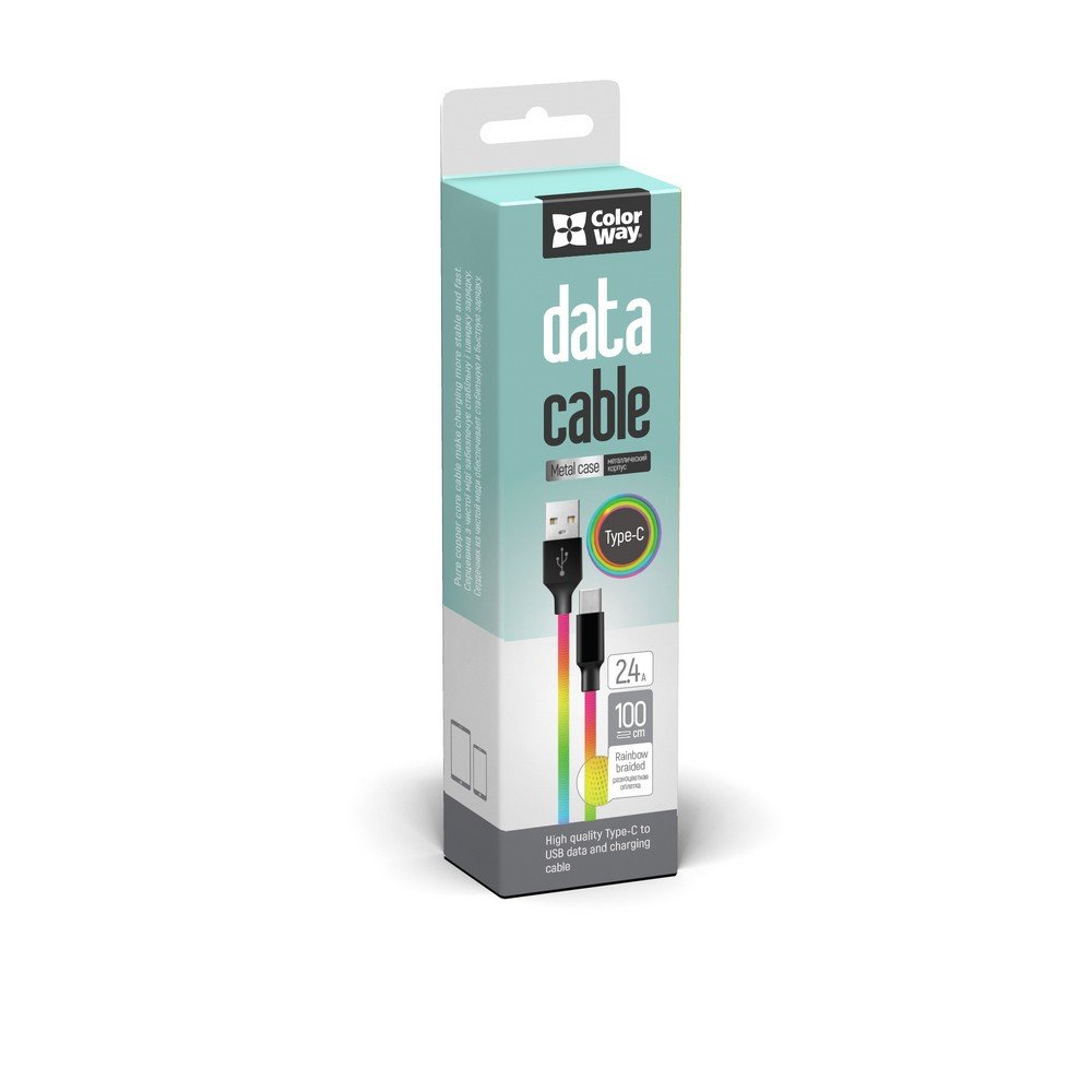 Kábel ColorWay USB-C 1 m 2,4 A, viacfarebný