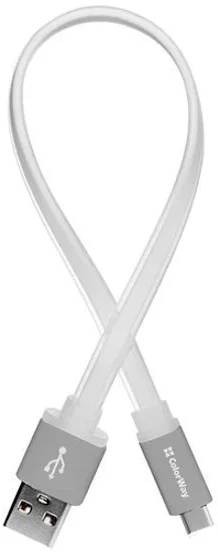 Kábel ColorWay USB-C 25 cm, plochý, biely