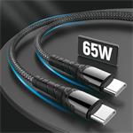 Kábel ColorWay USB-C na USB-C 2 m (PD 65W), sivý