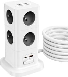Kábel Cubenest PowerCube Extended USB PD 65 W USB-C, 8xAC, A+C, 3 m, sivý