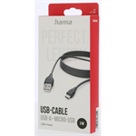 Kábel Hama micro USB, 3 m, čierny