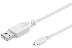 Kábel PremiumCord microUSB 3 m, biely