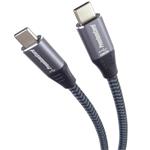 Kábel PremiumCord USB-C M/M, 100W 20V/5A 480Mbps bavlnené opletenie, 1m
