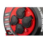Kabel prodlužovací na bubnu venkovní FESTA INDUSTRY 3x2.5mm 25m 230V max 3680W 4 zásuvky guma-neoprén IP44