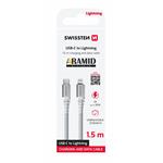 Kábel Swissten Aramid USB-C / Lightning 1,5 m, biely