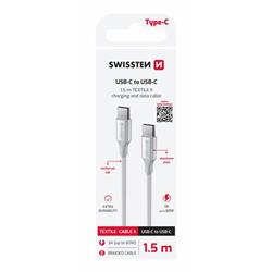 Kábel Swissten Textile II USB-C / USB-C 1,5 m, biely