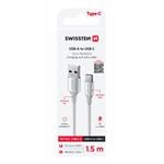 Kábel Swissten Textile II USB / USB-C 1,5 m, biely