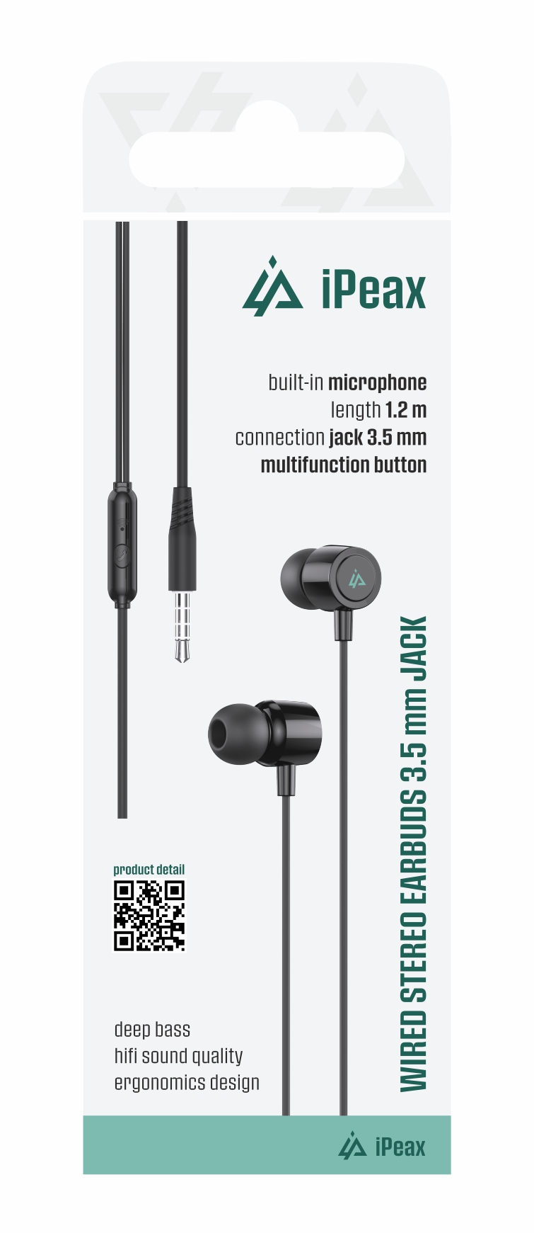 Káblové slúchadlá iPEAX s 3,5 mm konektorom, čierne