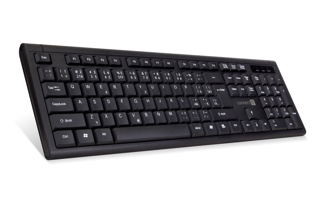 Káblové USB klávesnice Connect IT office, verzia CZ + SK, čierna