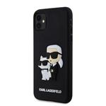 Karl Lagerfeld 3D gumový zadný kryt Karl and Choupette pre iPhone 11 Black