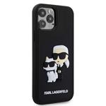 Karl Lagerfeld 3D gumový zadný kryt Karl and Choupette pre iPhone 12/12 Pro Black