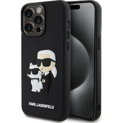 Karl Lagerfeld 3D gumový zadný kryt Karl and Choupette pre iPhone 13 Pro Max Black