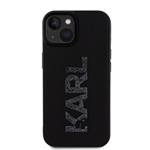 Karl Lagerfeld 3D gumový zadný kryt s trblietavým logom Karl pre iPhone 15 Black