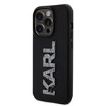 Karl Lagerfeld 3D gumový zadný kryt s trblietavým logom Karl pre iPhone 15 Pro Max Black