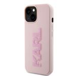 Karl Lagerfeld 3D Rubber Glitter Logo Karl Zadní Kryt pro iPhone 15 Pink