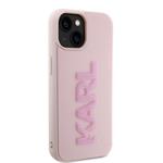 Karl Lagerfeld 3D Rubber Glitter Logo Karl Zadní Kryt pro iPhone 15 Pink