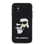 Karl Lagerfeld 3D Rubber Karl and Choupette Zadní Kryt pro iPhone 11 Black