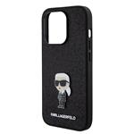 Karl Lagerfeld Fixed Glitter Metal Ikonik Zadní Kryt pro iPhone 15 Pro Black