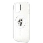 Karl Lagerfeld IML Glitter Karl and Choupette MagSafe Zadní Kryt pro iPhone 15 Transparent