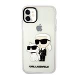 Karl Lagerfeld IML Glitter Karl and Choupette NFT Zadný kryt pre iPhone 11 Transparent