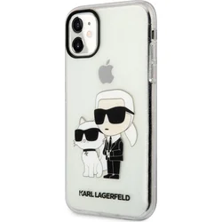 Karl Lagerfeld IML Glitter Karl and Choupette NFT Zadný kryt pre iPhone 11 Transparent
