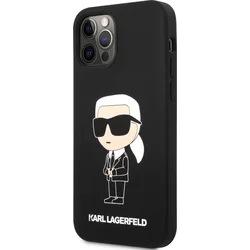 Karl Lagerfeld Liquid Silicone Ikonik NFT Zadný kryt pre iPhone 12/12 Pro Black